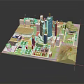 Cartoon City Scene With Colorful Buildings Green Parks And Urban Landscape Details