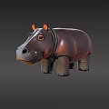 Cute Brown Hippo Doll With Orange Ears And Smooth Surface For Kids