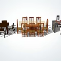 Wooden Dining Table Sets With Matching Chairs For Home Interior Design 3d model
