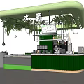 Green Decor Milk Tea Shop Featuring Hanging Plants Bar Counter And Menu Board