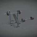 Gym Exercise Equipment Setup With Bench Press Rack And Barbell Weights 3d model