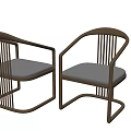 Modern Style Dining Chairs With Wooden Frame Armrests And Gray Padded Seats