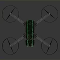 Four Propeller Quadcopter Drone With Green Body And Blue Frame Design Structure