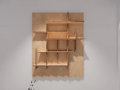 Geometric Wooden Wall Decor With Multi Tiered Shelf For Modern Home Interior 3d model