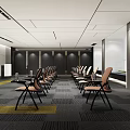 Modern Conference Room Interior With Projection Screen And Comfortable Chairs 3d model
