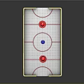 Tabletop Air Hockey Table With Red Goals Blue Puck White Surface And Yellow Frame