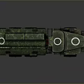 Green Camouflage Military Tank With Six Wheels And White Circle Marks Design
