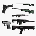 Various Firearms Collection Featuring Pistols Rifles and Modern Weapon Designs 3d model