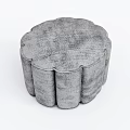 Modern Gray Round Upholstered Sofa Stool With Petal Edge Design 3d model