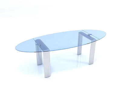 Modern Glass Coffee Table With Oval Top And Metal Legs Design 3d model