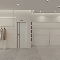 Modern Shopping Mall Store Interior With Bright Space White Walls Recessed Lighting And Display Racks