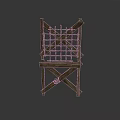 Rustic Wooden Chair With Crossed Slats And Handcrafted Sturdy Frame