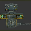 Sci Fi Mechanical Device With Modular Structure Blue Green And Yellow Accents 3d model