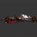Red Formula 1 Racing Car With Shell Logo Number 44 White Body Red Wheels Yellow Rims