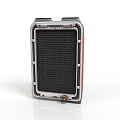 Sturdy Metal Framed Equipment Enclosure With Perforated Grid Panel And Orange Accents