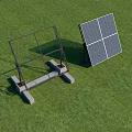 Solar Panel And Metal Mounting Frame Placed On Green Grass Area 3d model