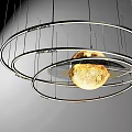 Modern Planet Moon Chandelier With Hanging Rings And Luminous Moon Design
