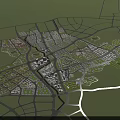 Aerial Planning of Urban District Layout With Road Network and Green Spaces