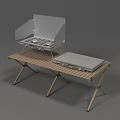 Portable Outdoor White Stoves With Foldable Wooden Table And Compact Design