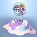 Colorful Inflatable Balloon Decor With Cloud Base And Swan Ornaments