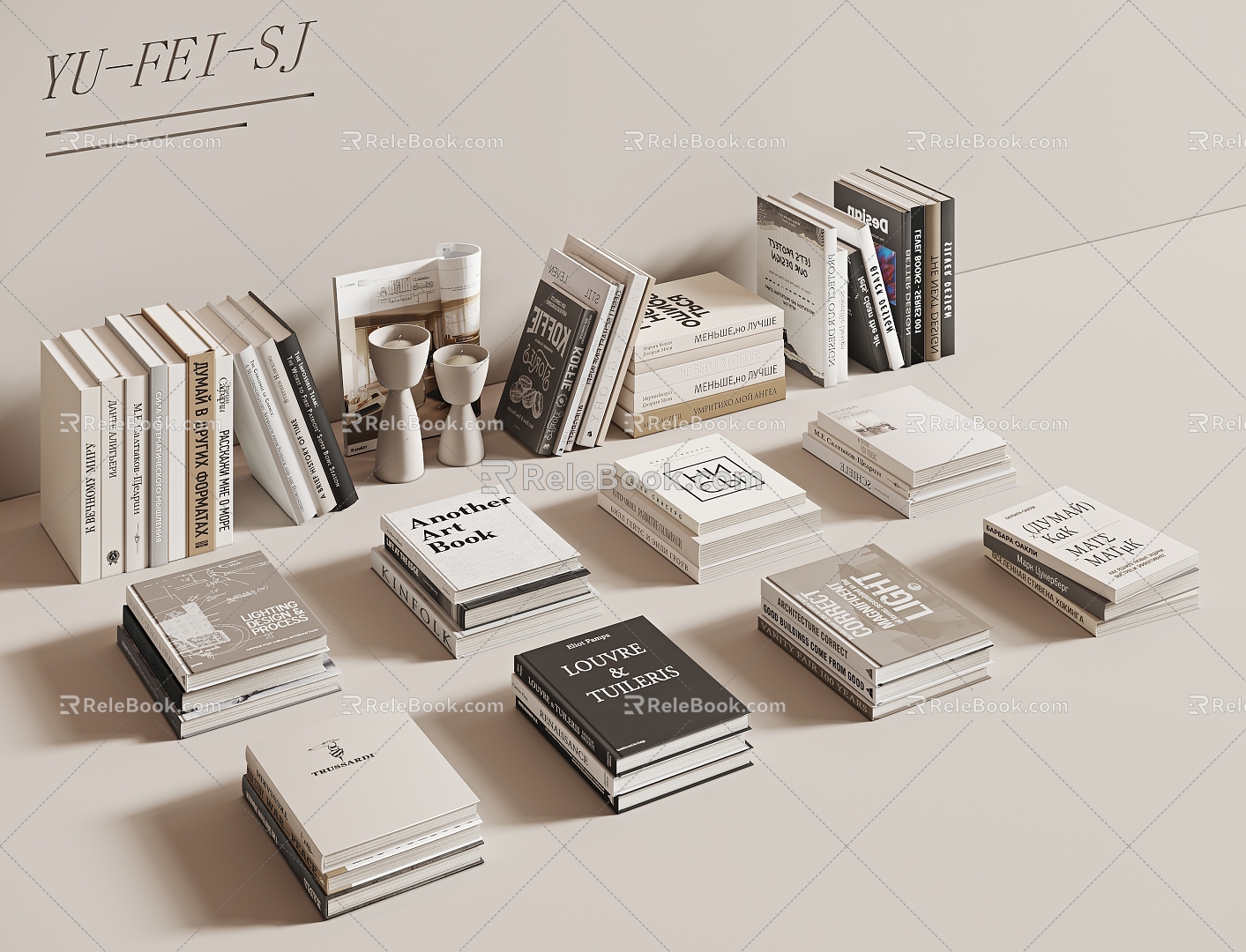 Modern Book Book Ornaments Combination 3d model