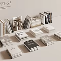 Minimalist Books and Magazines Stacked With Neutral Tones And Decorative Mug