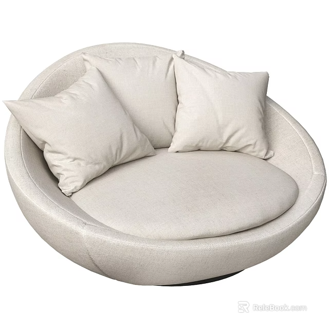 Modern Beige Round Single Sofa With Soft Cushions And Comfortable Design 3d model