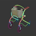 Lightweight Rollator Walker With White Mesh Basket Gray Handles And Four Wheels