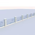 Road Facilities Featuring White Pillars And Blue Railings With Decorative Patterns 3d model