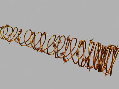 Golden Coiled Spiral Metallic Structure With Intricate Twisted Wire Design 3d model