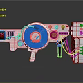 Futuristic Weapon With Coil Structure Glowing Cables And Control Panel 3d model