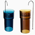 Modern Transparent Cylindrical Washbasin in Blue and Brown Colors for Bathroom Decor