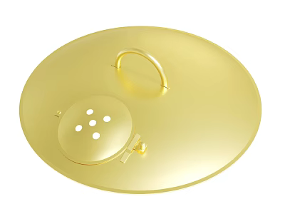 Golden Round Lid With Handle Vent Holes And Secure Clasp Design 3d model
