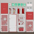 Fire hydrant fire extinguisher safety exit alarm fire emergency lighting 3d model