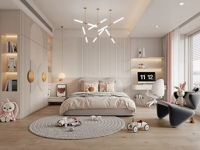 Cozy Modern Kids Bedroom Interior With Toys And Decor 3d model