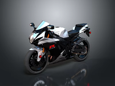 Sleek Modern Sport Motorcycle Design With White Body Black Seat And Alloy Wheels 3d model