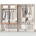 Modern Wardrobe with Multiple Compartments Hanging Clothes Folded Sections Handbag And Drawer Storage 3d model
