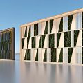 Modern Green Living Wall With Geometric Patterns And Outdoor Decorative Design 3d model