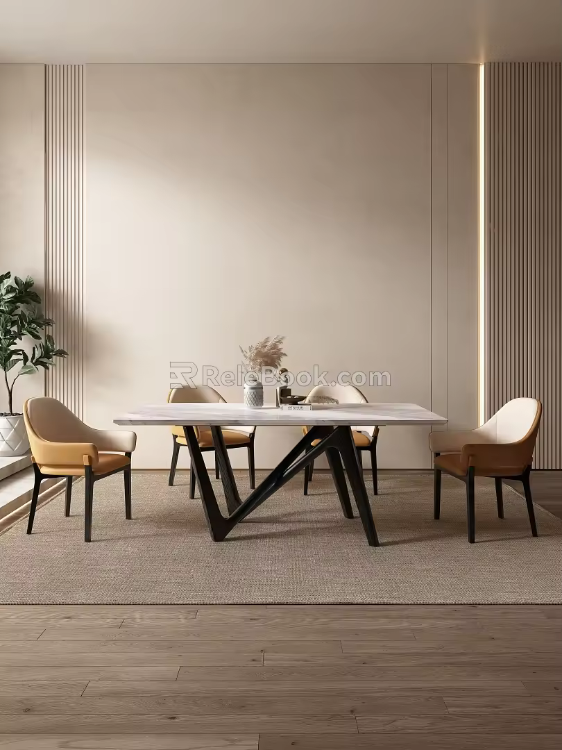 Modern Quiet Dining Table Large Plate Table Rock Plate Dining Table Solid Wood Dining Table Marble Dining Table Long Dining Table 3d model