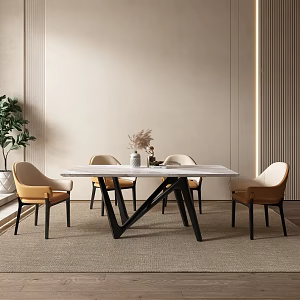 Modern Quiet Dining Table Large Plate Table Rock Plate Dining Table Solid Wood Dining Table Marble Dining Table Long Dining Table 3d model