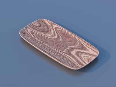 Rectangular Wooden Tray With Wavy Purple Brown Grain Pattern On Blue Background 3d model
