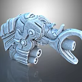 Mythical Beast Head Weapon With Intricate Mechanical Design And Multiple Barrels 3d model