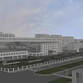Aerial View Master Plan of Modern Building Complex with Roads and Green Spaces