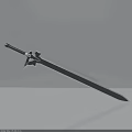 Long Black Sword With Decorative Star Shaped Hilt And Sharp Metal Blade