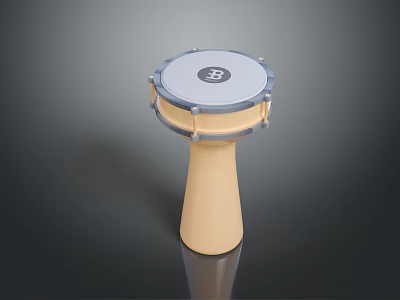 Hand Drum Musical Equipment With Beige Body White Drumhead And Central Logo 3d model