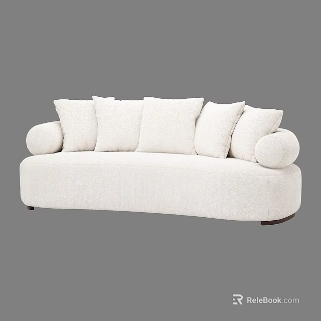 Modern White Upholstered Multi Seater Sofa with Plush Cushions and Rounded Arms 3d model 