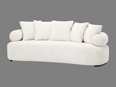 Modern White Upholstered Multi Seater Sofa with Plush Cushions and Rounded Arms 3d model