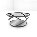 Modern Circular Coffee Table With Black Metal Frame And Smooth Curved Design
