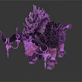 Fantasy Bull Creature With Black Mane Horns Decorative Chains And Spikes