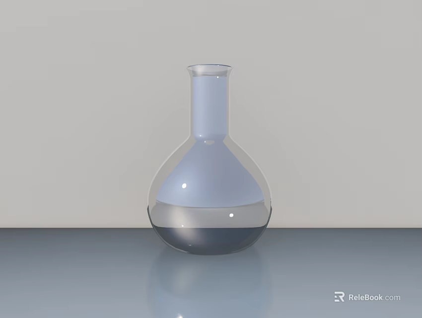 Decorative Ornament Set With Transparent Glass Bottle Blue Gradient Simple Design On Gray Surface 3d model 